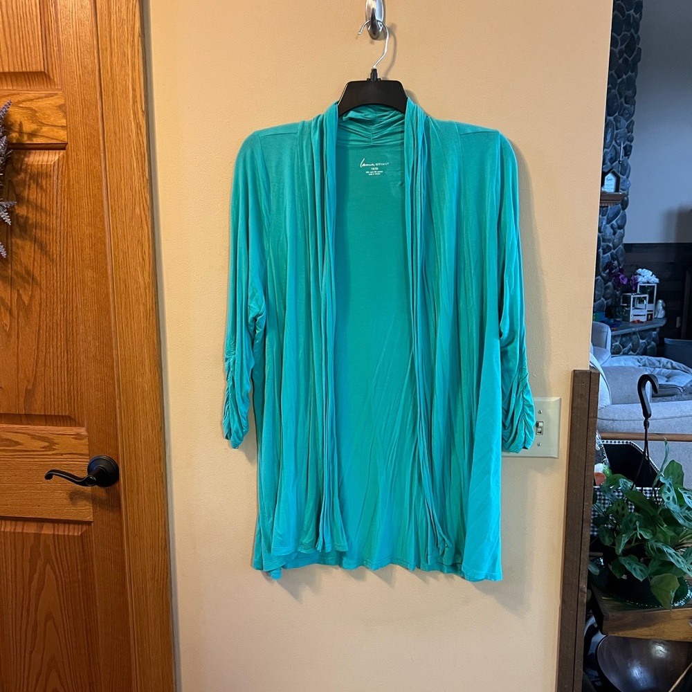 Lane Bryant Turquoise Open Front Cardigan